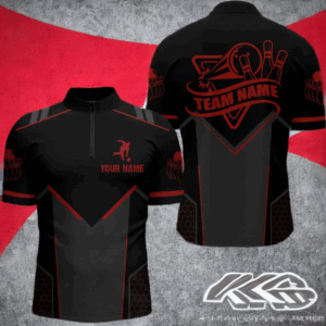Bowling Jersey For Men Custom Bowling Quarter-Zip Shirt Team Bowlers Short Sleeve BDT267