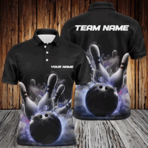 Custom Men Bowling Polo Shirts Smoke Bowling Team Jerseys Strike Bowling Shirts IPHW5402