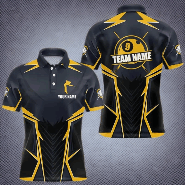9 Ball Billiard Jerseys For Men Custom Polo & Quarter-Zip Billiard Team Shirts, 9 Ball Pool Shirt TDM3615