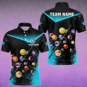 Personalized Grunge Blue Black 3D Pool Balls Men Billiard Shirts Custom Billiard Jerseys For Team TDM3440