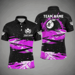 Custom Purple Grunge Billiard 8 Ball Jerseys Shirts For Men, Personalized Billiard Pool Player Gift TDM1940