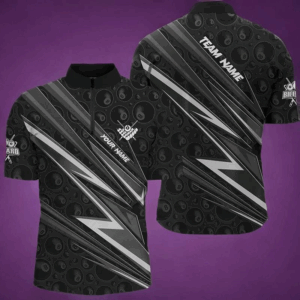 Personalized White And Black Billiard Jerseys For Men Custom Pool Team Quarter-Zip Shirts TDM1290