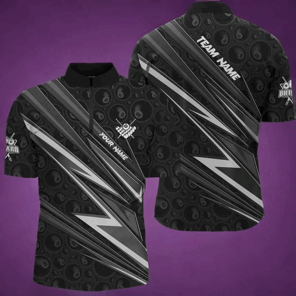 Personalized White And Black Billiard Jerseys For Men Custom Pool Team Quarter-Zip Shirts TDM1290