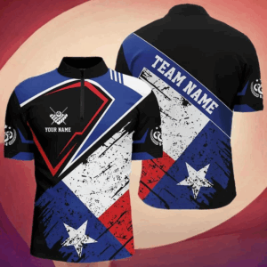 Personalized Billiard Texas Flag Vintage Style Men Quarter-Zip Shirt, Texas Billiard Shirt TDM0940
