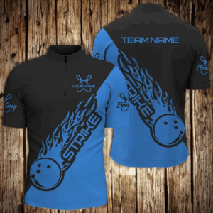 Custom Bowling Shirts For Men And Women, Bowling Team Shirts Bowling Strike | Black And Blue IPHW3945