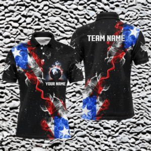 Personalize Grunge US Flag Smoke Billiard Men Polo Shirts Custom Patriotic Billiard Jerseys Uniform TDM0976