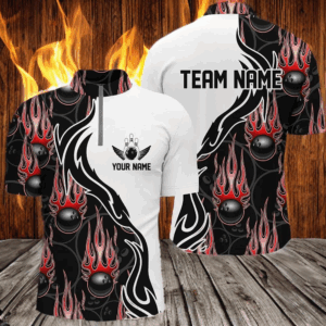 Custom Bowling Shirts For Men And Women, Personalized Flame Bowling Team Jerseys | Red IPHW5007