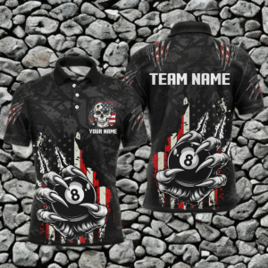 Funny Claw Tearing US Flag 8 Ball Pool Custom Billiard Shirts For Men, Patriotic Billiard Jerseys TDM1815