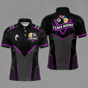 Personalized Billiard 8 Ball & 9 Ball Pool Polo, 1/4 Zip For Men Custom Team Billiard Jersey|Purple TDM3582