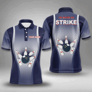 I'm Going on Strike Men Polo Bowling Shirt Personalized Blue Men Bowlers Team Short Sleeves Jersey NBP15