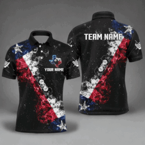 Personalized Black Grunge Texas Flag Smoke Billiard Shirt For Men, Patriotic Texas Billiard Jersey TDM3193