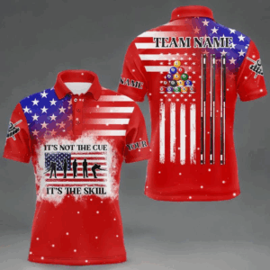 It's The Skill Custom American Flag Men Billiard Shirt Funny Billiard Jersey |Red TDM3121