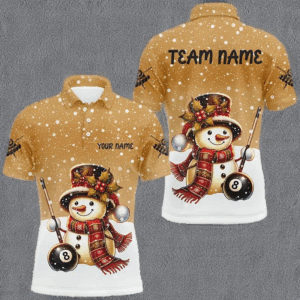 Funny Christmas Snow Effigy 8 Ball Pool Billiard Shirts For Men Custom Christmas Billiard Jerseys TDM2923