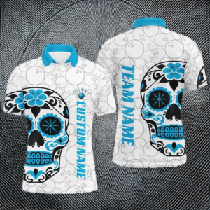 Custom Multi-Color Sugar Skull Tattoo Bowling Shirts For Men And Women, Custom Bowling Tournament Team Shirts IPHW6603