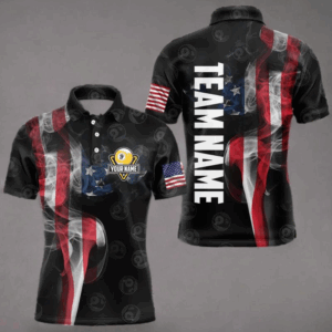 Personalized Vintage Smoke US Flag Billiard Shirts For Men, 9 Ball Pool Patriotic Billiard Jerseys TDM3633