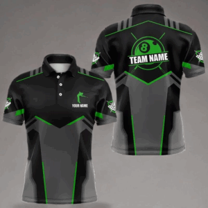 Billiard Jerseys For Men Custom Polo & Quarter-Zip Billiard Shirts, Team Pooler Short Sleeve |Green TDM3386