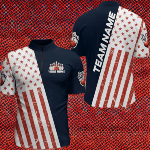 Custom Bowling Shirt for Men Personalized Bowling Jersey Bowling Team League Quarter-Zip Shirt QZT67-5