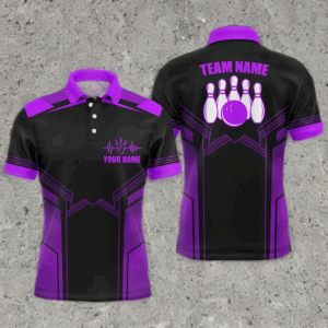Purple Bowling Polo Shirt for Men Custom Bowling Jersey With Name Bowling Team Shirt For Men BDT78