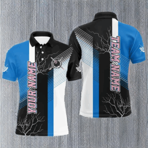 Personalized Black Blue Billiard Polo & Quarter Zip For Men Custom 8 Ball Pool Billiard Team Jersey TDM3270