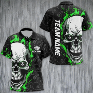 Personalized Skull Flame Billiard Polo Shirts For Kid Custom Team Name Billiard Jerseys TDM0245