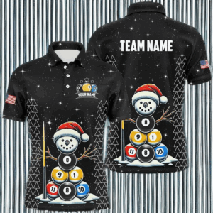 Custom Galaxy Funny Snow Billiard Balls Christmas Pool Shirts For Men, Xmas Billiard Shirts Jerseys TDM2963