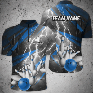 Blue Lightning Thunder Custom Bowling Team Jersey,Team Bowling Shirts For Men And Women IPHW5991