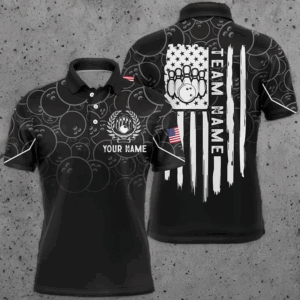 Black bowling camo Mens polo bowling shirts Custom American flag patriotic bowling team league jerseys NQS6760