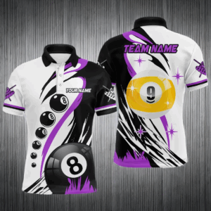 Personalized Billiard 8 Ball & 9 Ball Pool Shirts For Men Custom Billiard Team Jerseys | Purple TDM2408