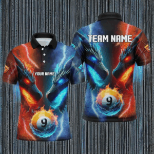 Personalized Water Fire 3D Dragon 9 Ball Pool Billiard Shirts For Men, Team League Billiard Jersey TDM2396