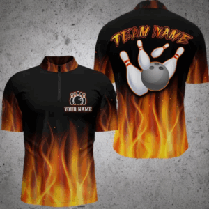 Personalized Bowling Jersey with Name and Team Name Bowling Team Jersey Bowling Quarter-Zip Shirt for Men QZT17
