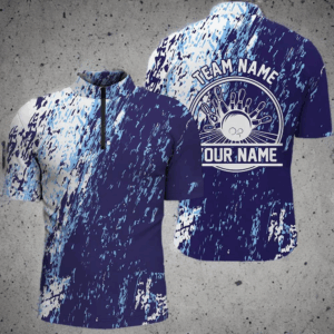 Personalized Bowling Shirts For Men, Bowling Balls And Pins Bowling Team Shirts | Blue IPHW4506