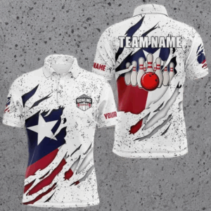 Personalized Texas Flag Grunge pattern Bowling Shirts For Men Custom Texas Bowling Team Jerseys NQS9468