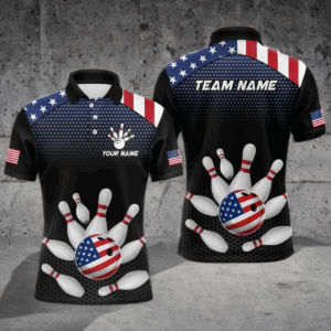 Custom American Flag Bowling Jersey Men Women Patriotic Bowling Polo Shirt For Team BDT492