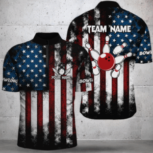American Flag Bowling Shirts Unisex Custom 1/4 Bowling Team Jersey For Men & Women BDT479