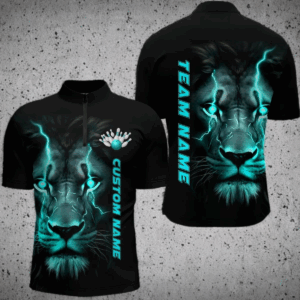 Blue Lion Custom Men Bowling Quarter Zip Shirts Bowling League Shirts Bowling Team Jerseys IPHW5360