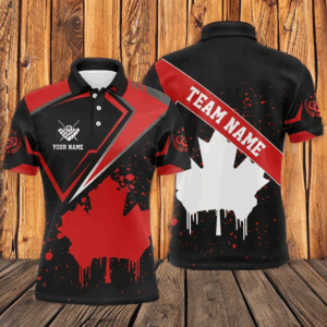 Personalized Billiard Canadian Leaf Vintage Style Men Polo Shirts Custom Canada Billiard Shirts TDM0375