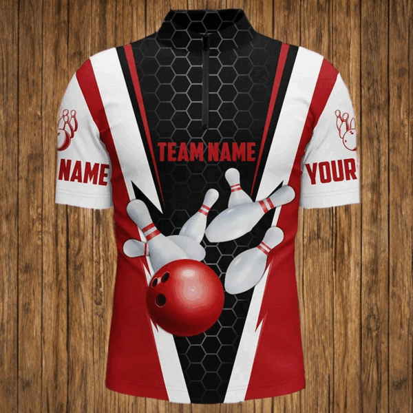 Bowling Shirts For Men Custom Name And Team Name Strike Bowling Ball And Pins, Team Bowling Shirts IPHW4175