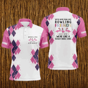 Bowling shirts for men custom name we're more than just bowling friends flamingo, funny bowl gifts NQS4424