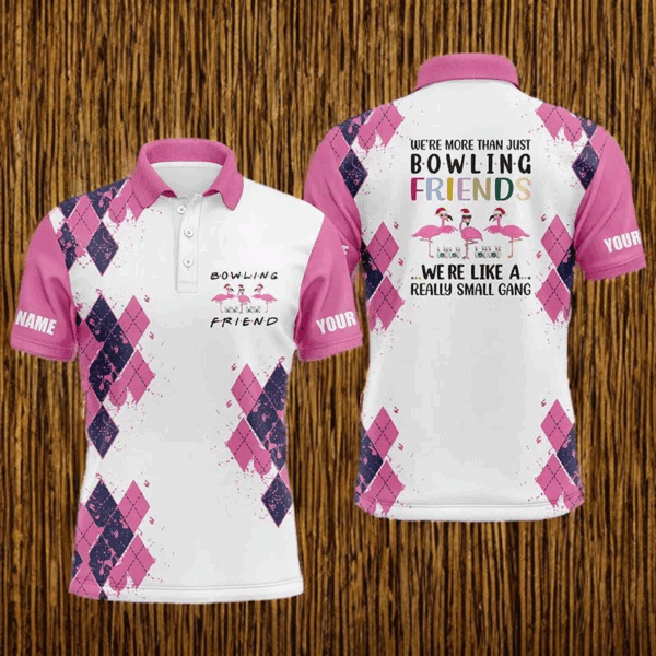 Bowling shirts for men custom name we're more than just bowling friends flamingo, funny bowl gifts NQS4424