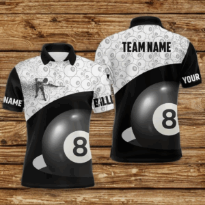 Personalized 3D Funny Billiard Player Polo Shirts For Men, Custom 8 Ball Pattern Billiards Jerseys VHM0246