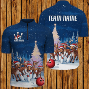 Custom Funny Christmas Reindeer Bowling Shirts For Men, Xmas Bowling Outfit Bowler Gifts IPHW7978