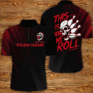 This Is How We Roll Custom Name Skull Bowling Team Shirts For Men, Bowling League Jerseys | Red IPHW6737