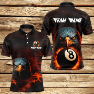Personalized Eagle 8 Ball Fire Billiard Shirts For Men, 8 Ball Pool Team Shirts, Billiard Jerseys TDM4066