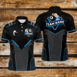 Personalized 8 Ball & 10 Ball Pool Billiard Polo, 1/4 Zip For Men Custom Team Billiard Jersey TDM4050