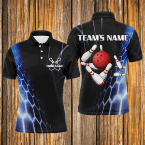Custom Bowling Polo Shirts For Men Vintage Bowling Jersey Black Bowling Team League Shirts BDT212