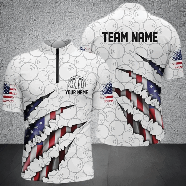 Personalized American Flag Bowling Team Shirts For Men And Women Patriotic Bowling Gifts IPHW5523