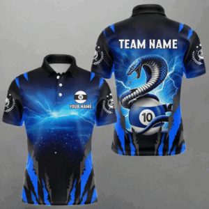 Personalized 10 Ball Thunder Lightning Cobra Snake Men Billiard Shirts, 10 Ball Pool Team Jersey TDM4023