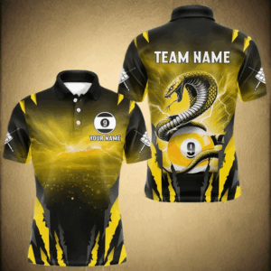 Personalized 9 Ball Thunder Lightning Cobra Snake Men Billiard Shirts, 9 Ball Pool Team Jerseys TDM4022
