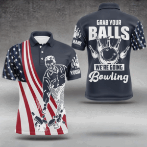Grab Your Balls We're Going Bowling Shirt Custom Bowling Jersey For Men American Flag Bowling Shirt BDT35