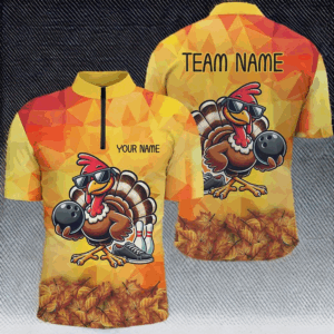 Personalized Funny Turkey Autumn Bowling Shirts For Men, Thanksgiving Bowling Shirts Team Uniform NQS8641